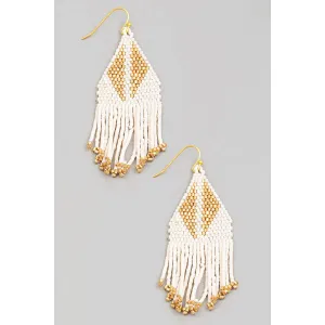 Triangle Seed Bead Fringe Earrings