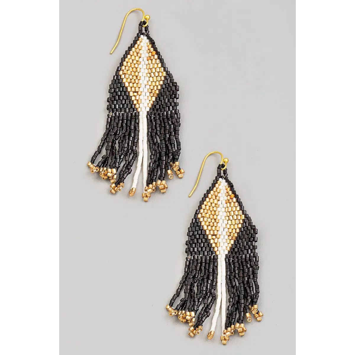 Triangle Seed Bead Fringe Earrings