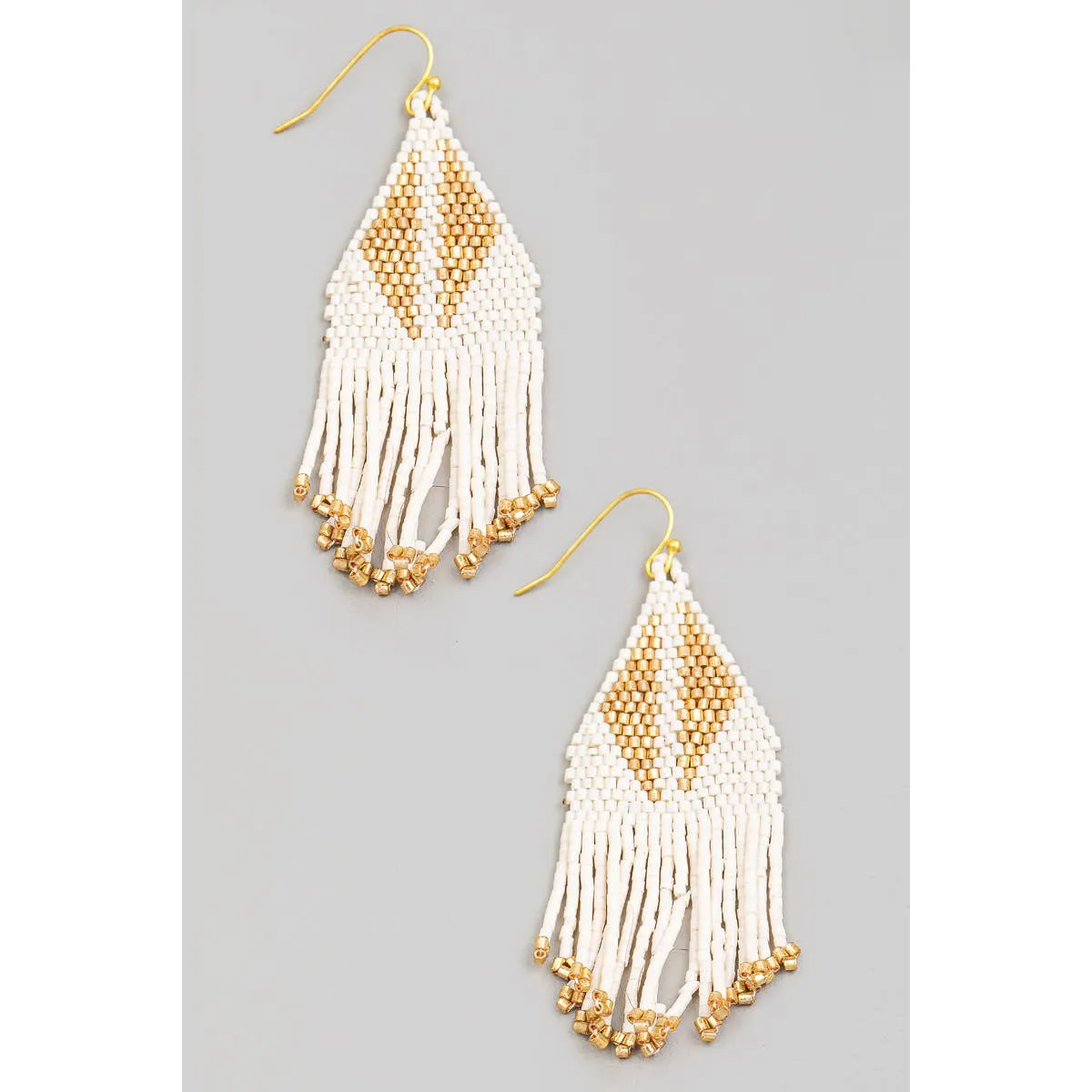 Triangle Seed Bead Fringe Earrings