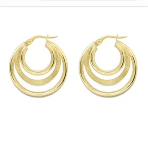 Triple hoop earrings in 9ct gold 35359