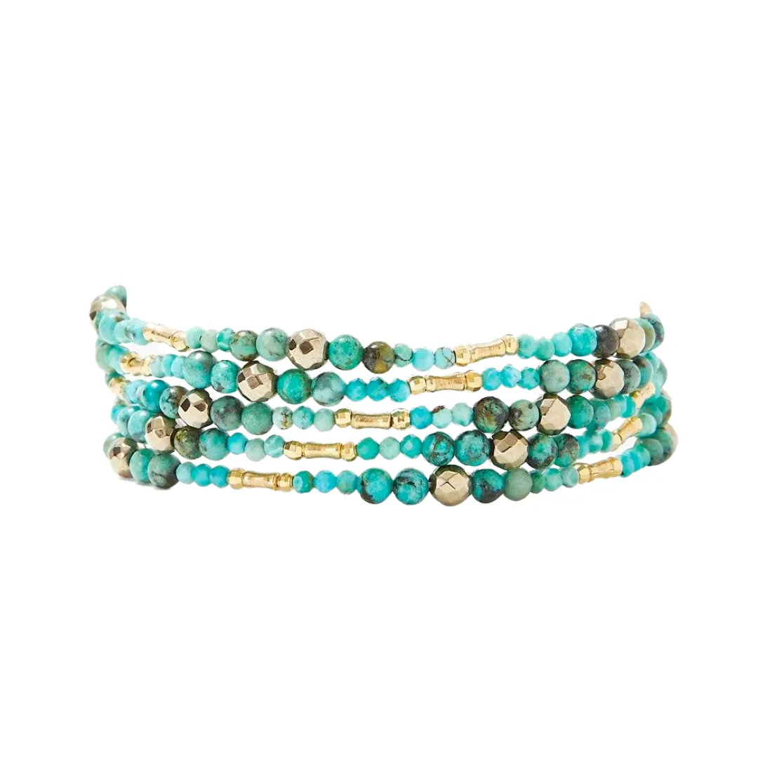 Turquoise and Gold Mix Naked Wrap Bracelet