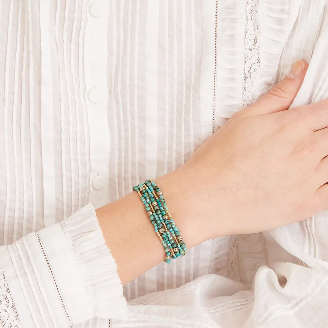 Turquoise and Gold Mix Naked Wrap Bracelet