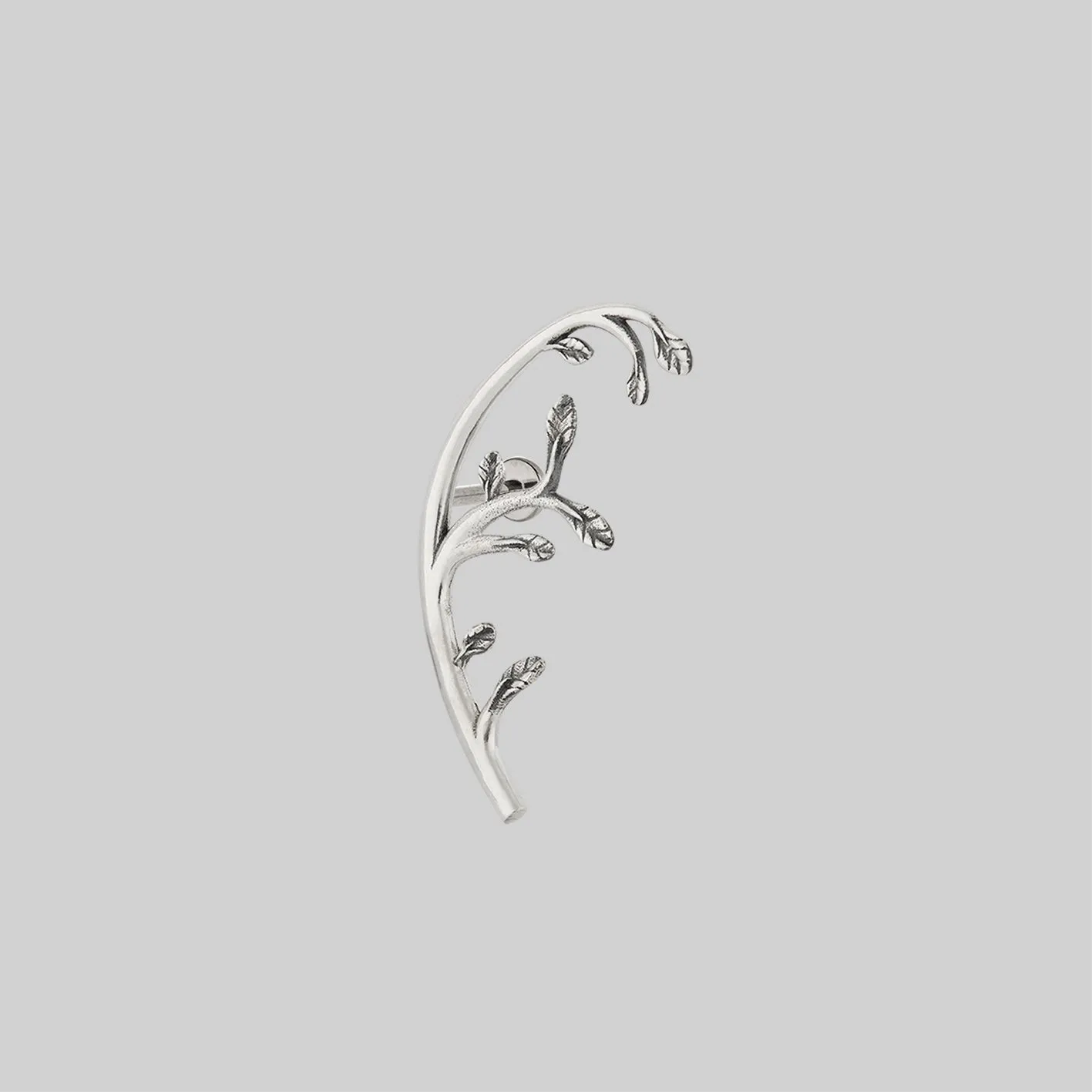 VENETIA. Delicate Leaf Vine Stud Earring - Silver