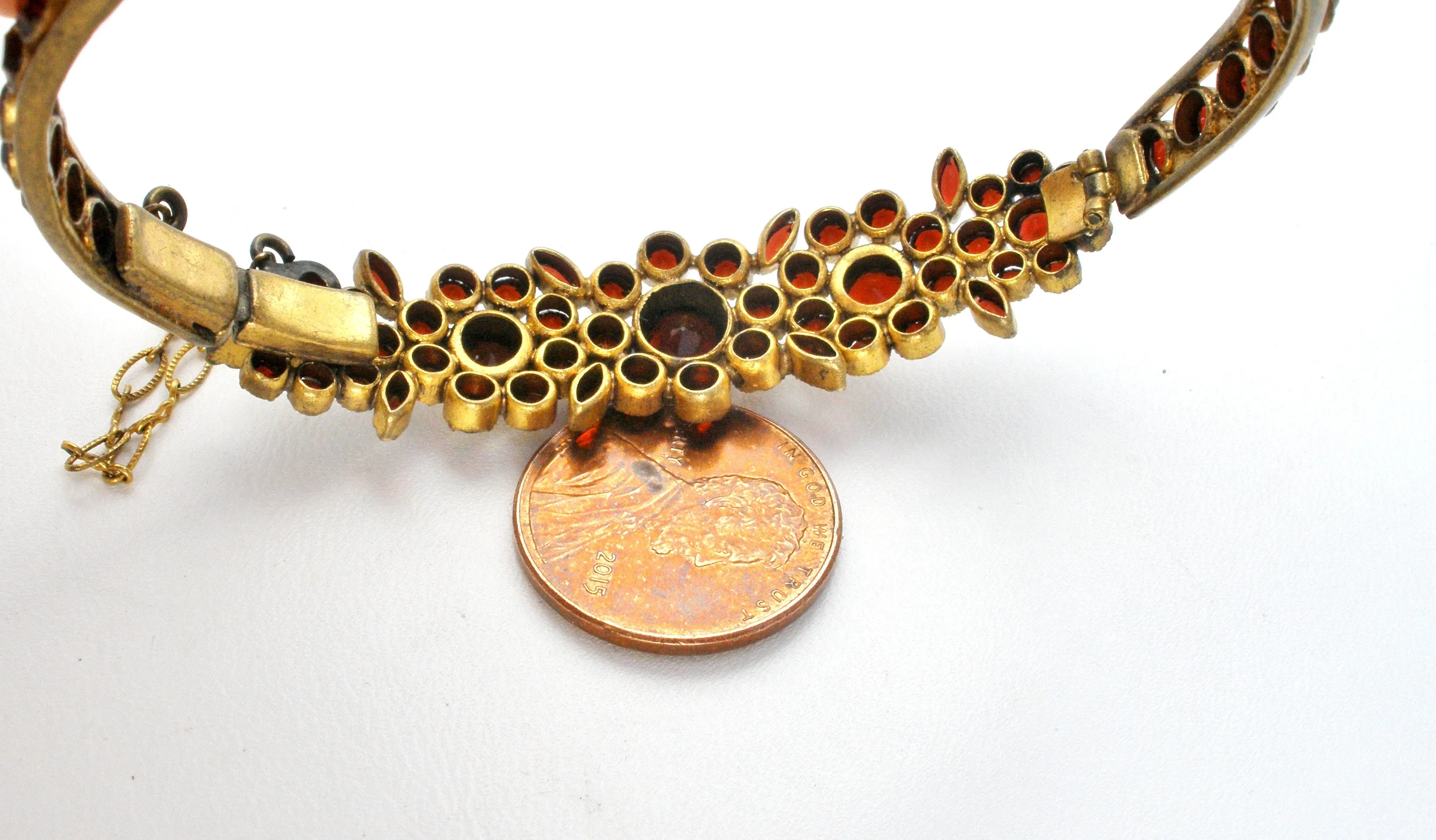 Victorian Bangle Bracelet with Rose Cut Bohemian Garnets