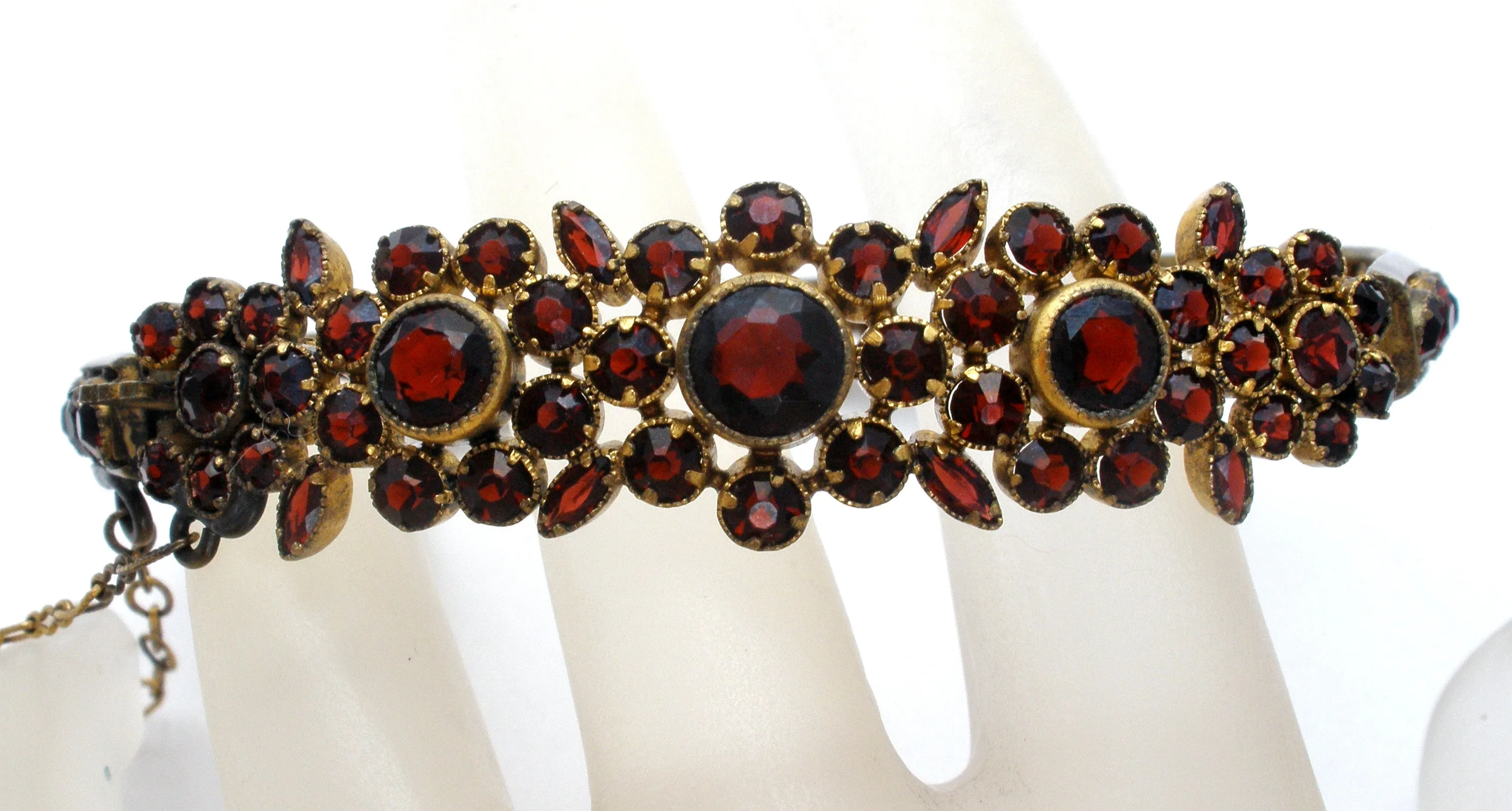 Victorian Bangle Bracelet with Rose Cut Bohemian Garnets