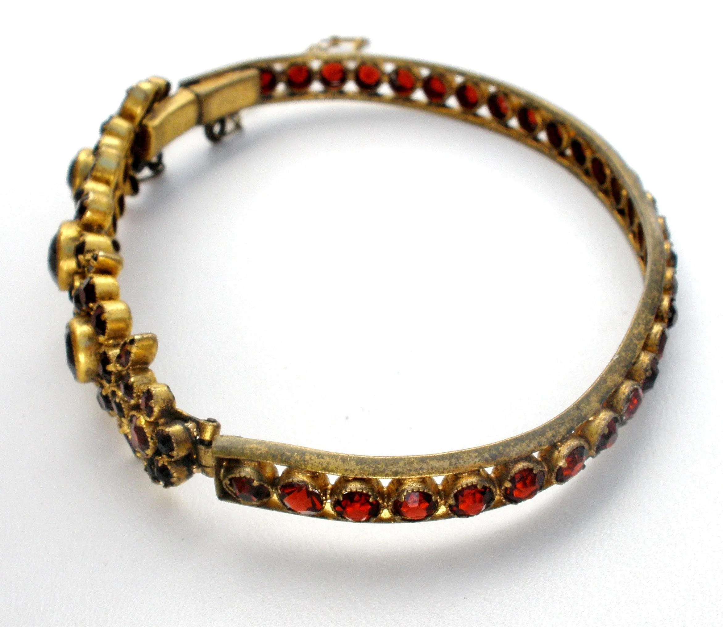 Victorian Bangle Bracelet with Rose Cut Bohemian Garnets