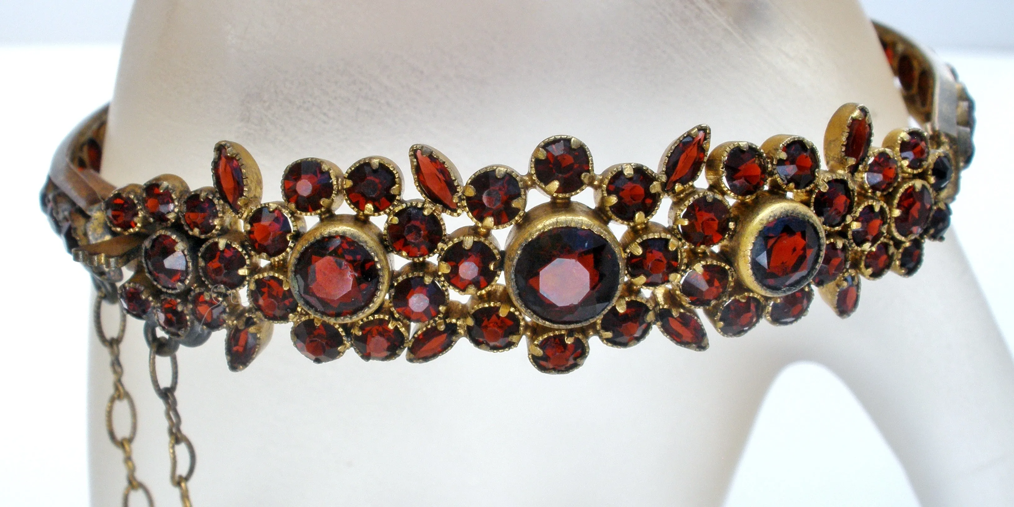 Victorian Bangle Bracelet with Rose Cut Bohemian Garnets