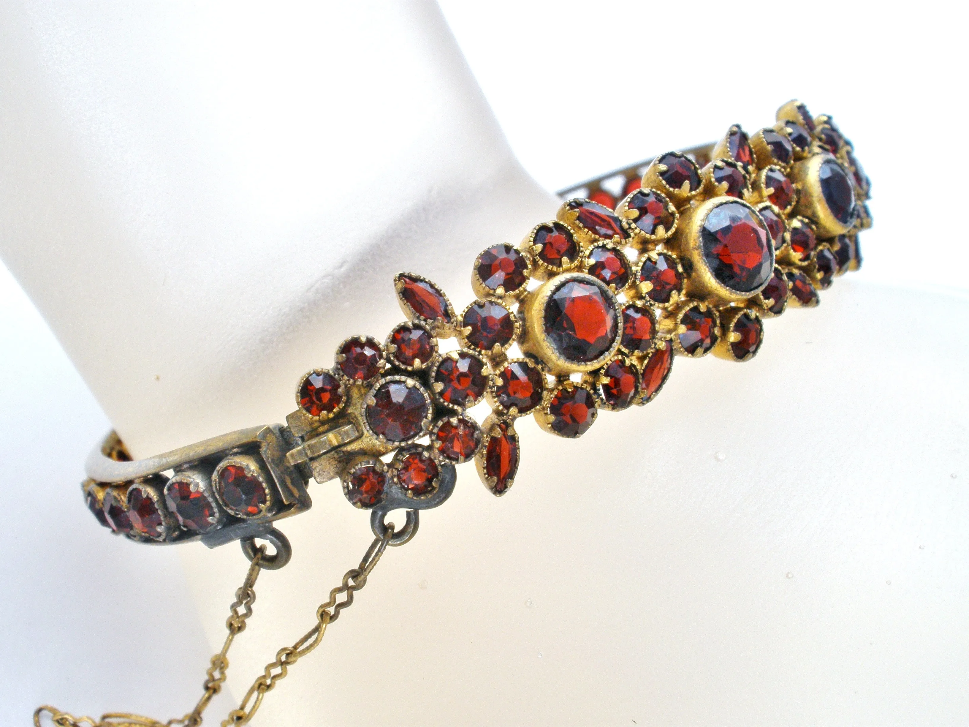 Victorian Bangle Bracelet with Rose Cut Bohemian Garnets