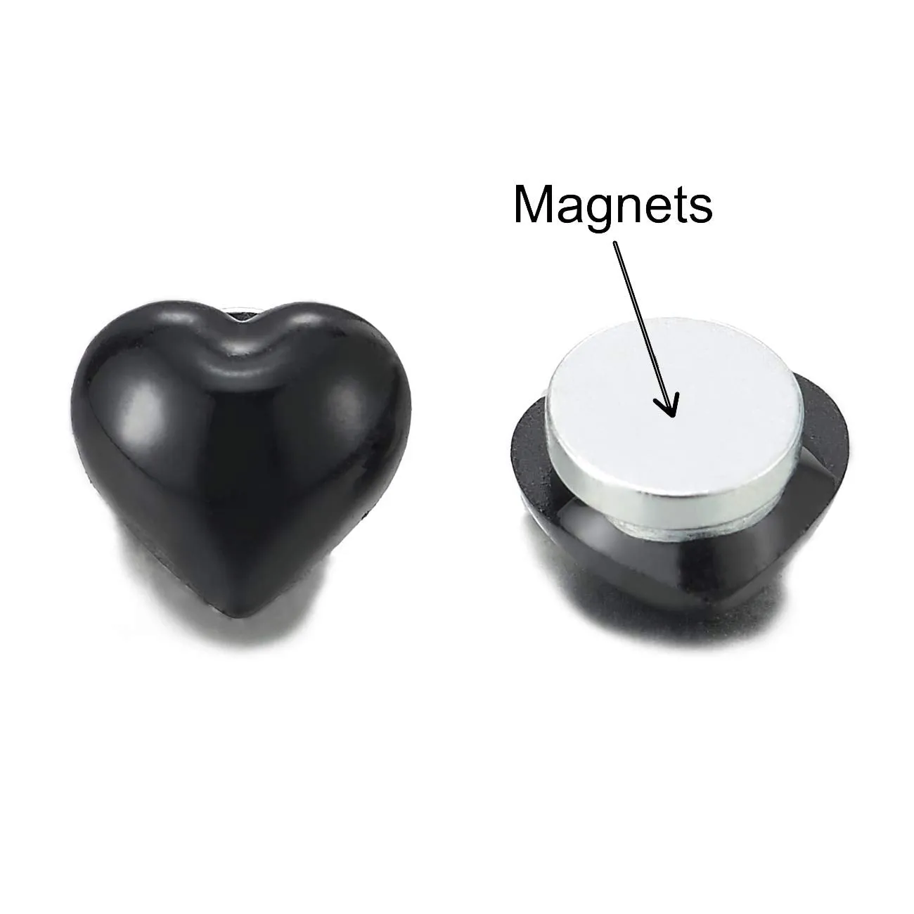 Womens Magnetic Puff Heart Stud Earring, Non-Piercing Clip On Fake Ear, Polished